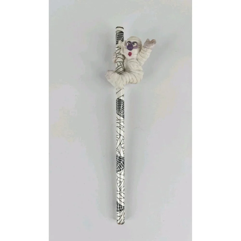 Vintage Applause Pencil Mummy Topper 1989 Taiwan Halloween Black White No. 2